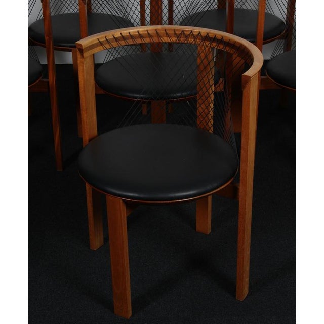 1980s String Chairs attributed to Niels Jørgen Haugesen for Tranekær Furniture, 1980s, Set of 8 For Sale - Image 5 of 10