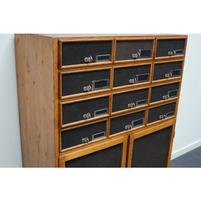 Industrial German Oak and Pine Apothecary Cabinet, Mid-20th-Century For Sale - Image 4 of 16