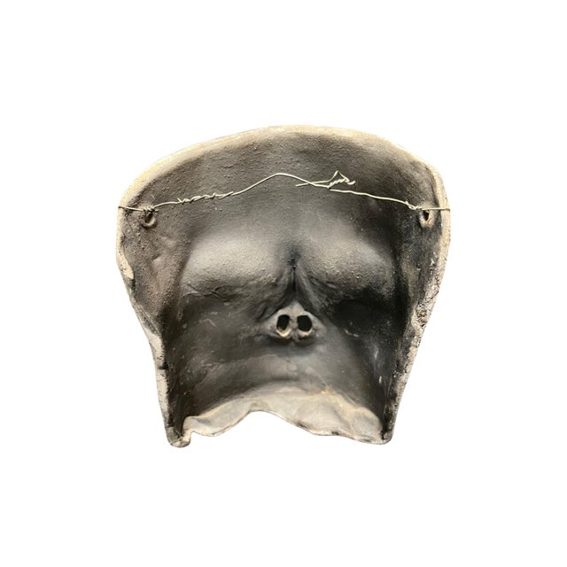 Mid-Century Modern Midcentury Ceramic Face Sculpture With Green Features For Sale - Image 3 of 6