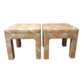 20th Century Art Deco Upholstered Parsons Stools - a Pair For Sale
