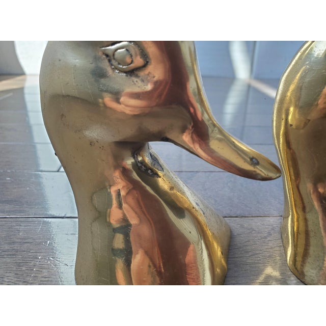 1960s Mid Century Brass Duck Bookends For Sale - Image 5 of 5