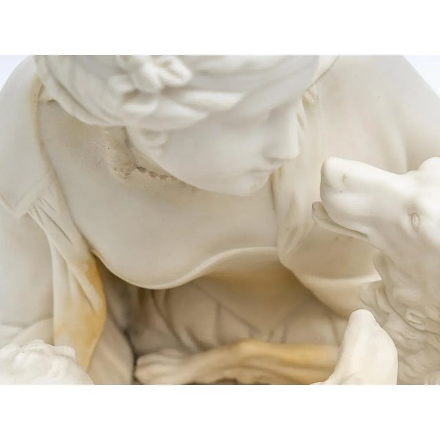 Antique Bisque Sculpture With Dogs For Sale - Image 12 of 13