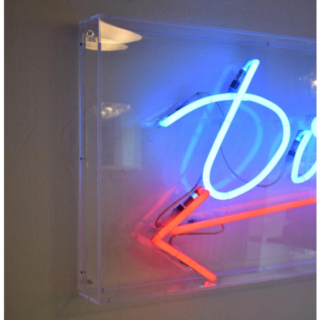 Large Neon Downstairs Sign, 1980s For Sale - Image 11 of 15