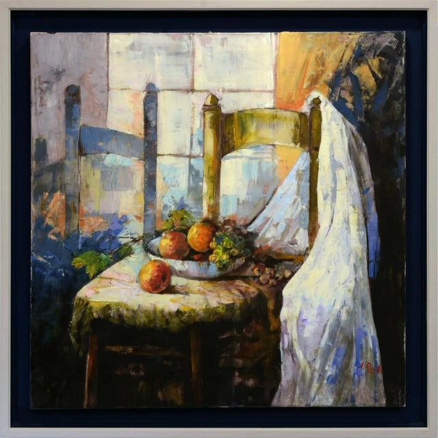 Augusto Romolo, Still Life with Chair and Fruits, 2000, Oil on Canvas For Sale - Image 8 of 8