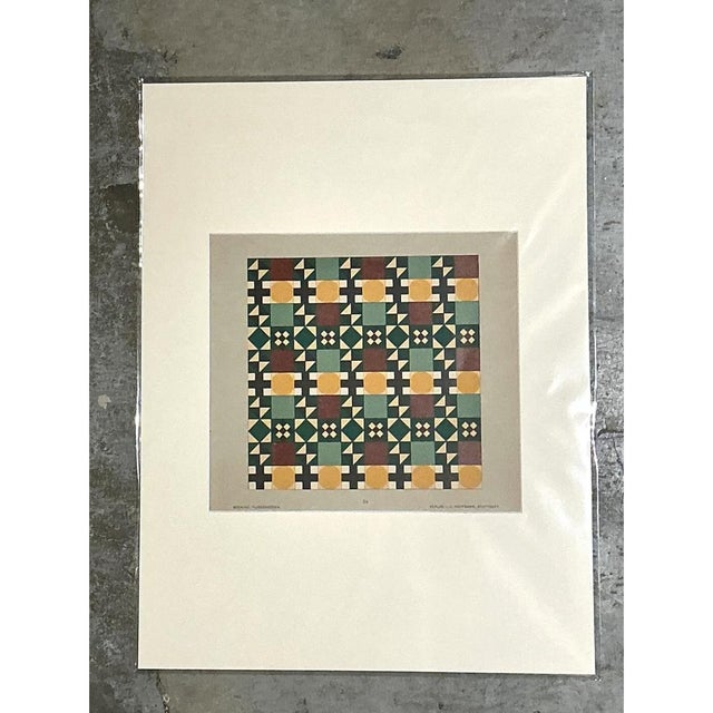 Mid 20th Century Vintage Geometric Tile Pattern Serigraph For Sale - Image 5 of 12