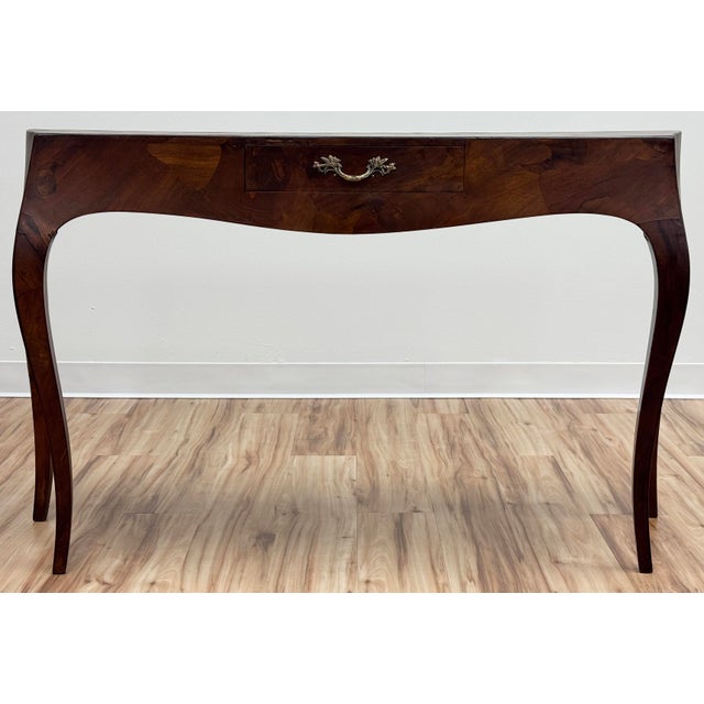 Italian Saber Leg Burlwood Console Table or Writing Desk For Sale - Image 4 of 17