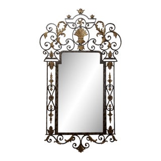 La Barge Large Gilt Bronze & Scrolled Wrought Iron Wall Mirror For Sale