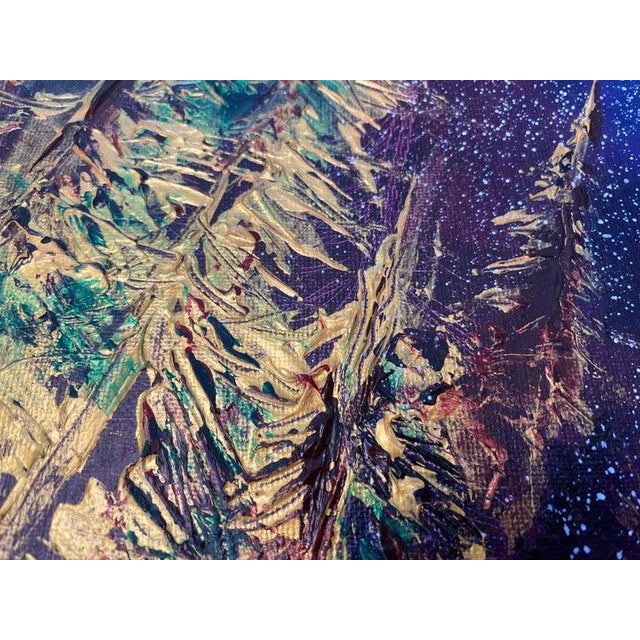 Contemporary Tyler Murphy Abstract Northern Lights Painting on Canvas Offered for sale is a colorful contemporary abstract...