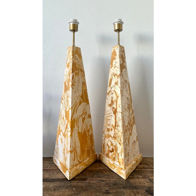 Vintage Italian Scagliola Pigmented Plaster Table Lamps For Sale - Image 10 of 12