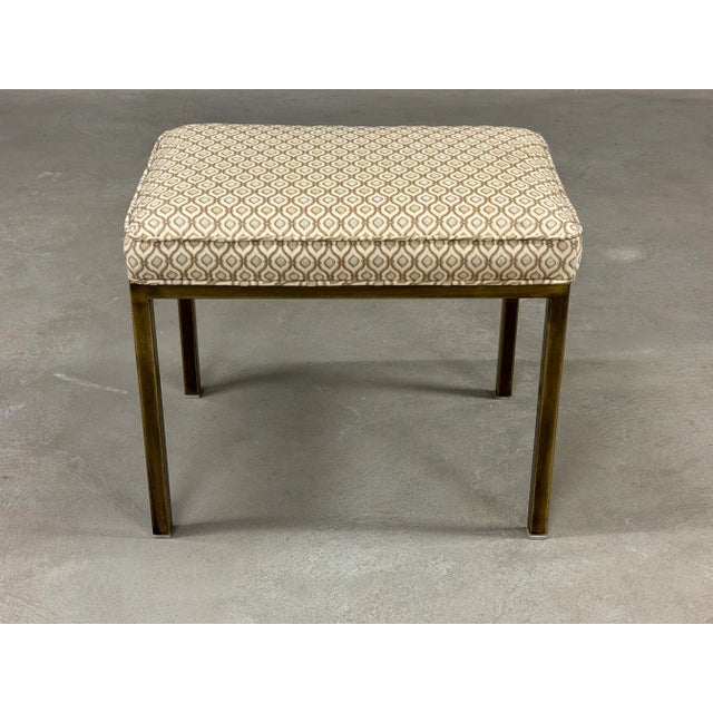 A post modern Hollywood regency style brass bench stool made by Mastercraft. Unmarked but we guarantee authenticity 22”...