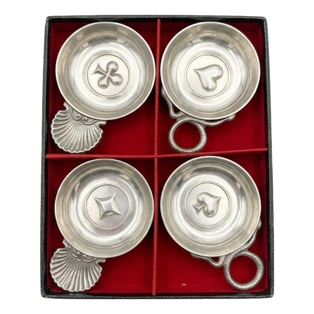 Vintage French Pewter Wine Tasting Cups from Les Etains du Manoir Paris, Set of 4 For Sale