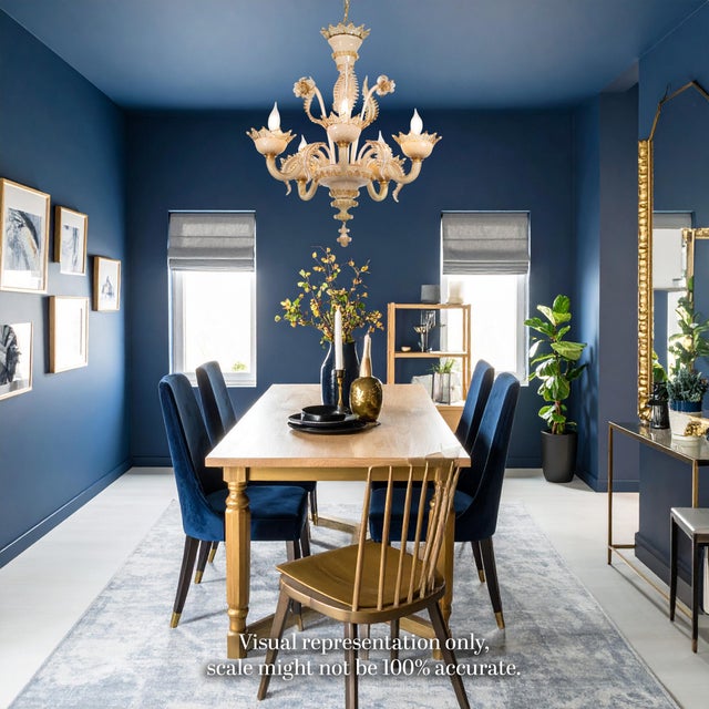 This exquisite milk and honey-colored Murano glass chandelier showcases a mastery of Venetian glass craftsmanship....