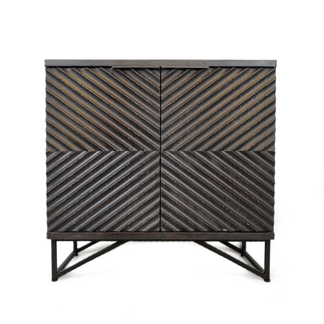 Ebony Geometric Wood Cabinet For Sale In Los Angeles - Image 6 of 13