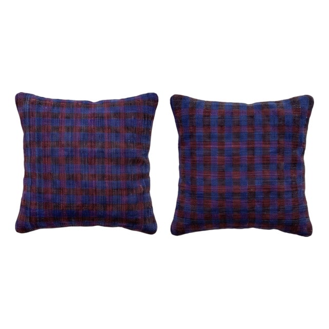 Turkish Wool Kilim Pillow Cover 18'' X 20'' - Set of Two For Sale
