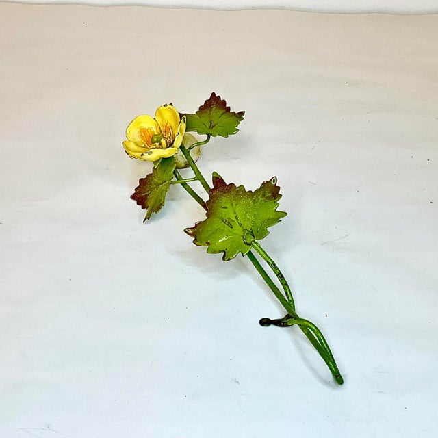 1960s Vintage Italian Hand Painted Tole Metal Floral Candle Snuffer For Sale - Image 6 of 9