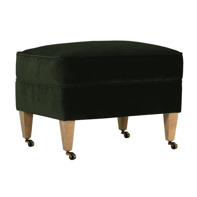 Forest Green Alcott Ottoman, Emerald Velvet For Sale - Image 8 of 8