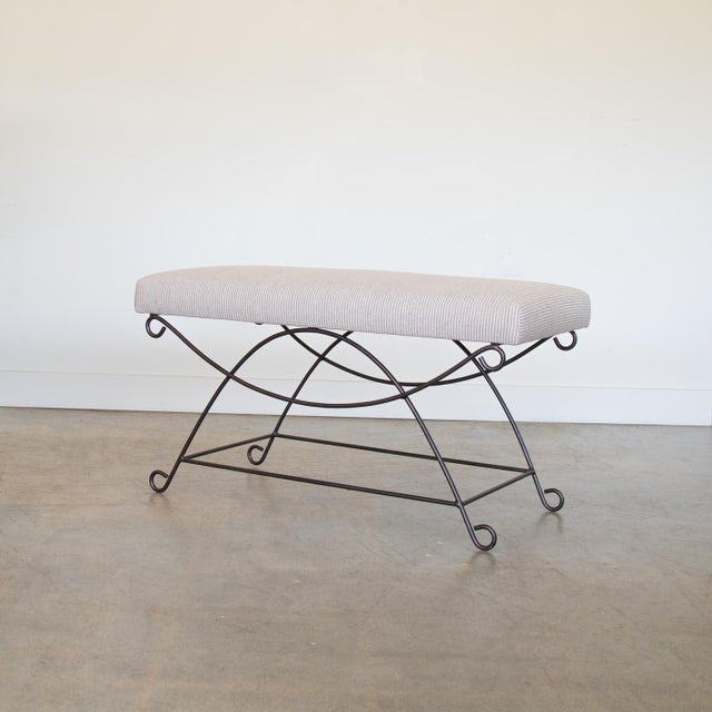 Panoplie Iron Loop Bench, Brown Stripe For Sale - Image 9 of 9
