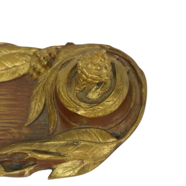 20th Century Art Nouveau Gilded Bronze Inkwell Pen Holder, 1890s For Sale - Image 16 of 18