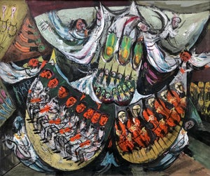 David Aronson, Modernist Orchestra Musical Gouache Painting Boston Expressionist, c.1950s