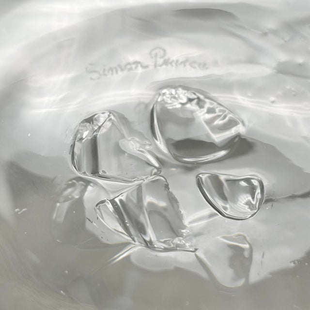 Transparent Vintage Simon Pearce Handblown Crystal “Woodbury” Square Bowl For Sale - Image 8 of 8