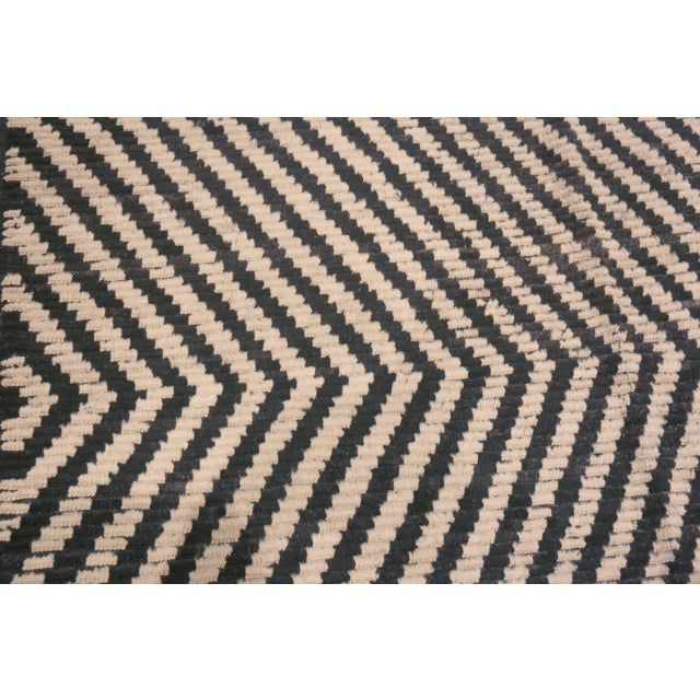 Beautiful and Impressive Large Size Black Gray Color Chevron Diamond Design Modern Area Rug, Country of Origin: Central...