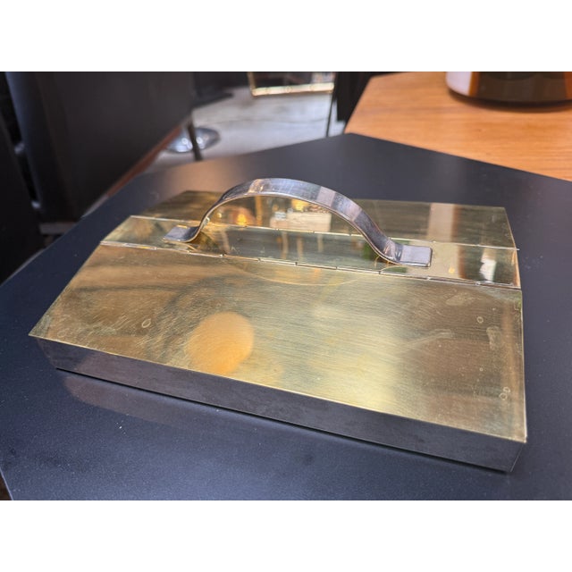 Italian Vintage Brass & Steel Lidded Box, 1970 For Sale In Los Angeles - Image 6 of 8