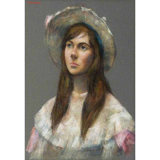Thomas Strickland Portrait of a Young Woman, Pastel Drawing by Thomas Strickland circa 1970 For Sale