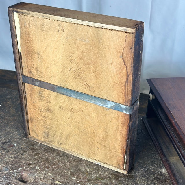 Wood Antique Walnut Spool Cabinet With Two Drawers For Sale - Image 7 of 12