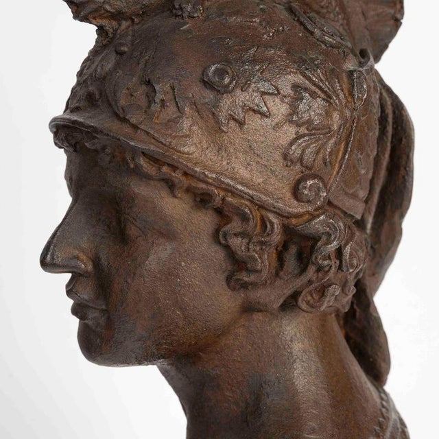 Brown Sculpture of Greek Man in Cast Iron For Sale - Image 8 of 9