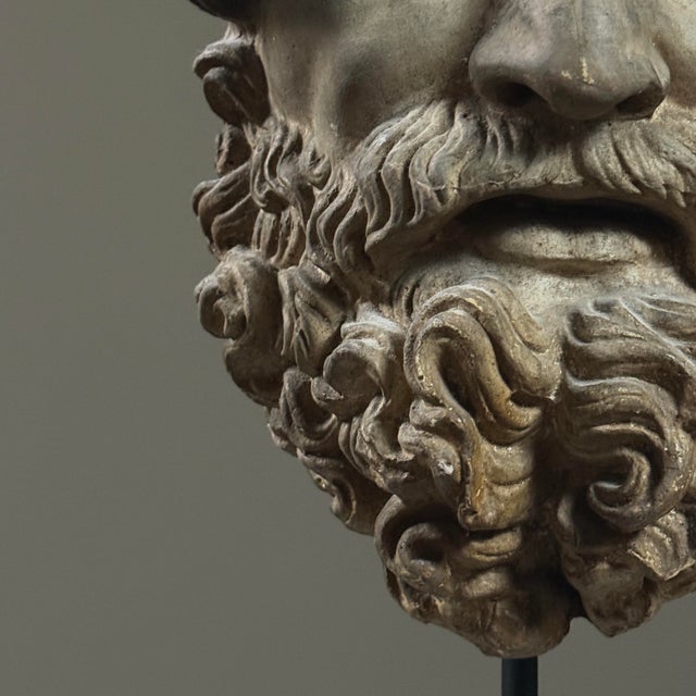 Gray Antique Neoclassical Plaster Portrait Mask of Silenus For Sale - Image 8 of 12