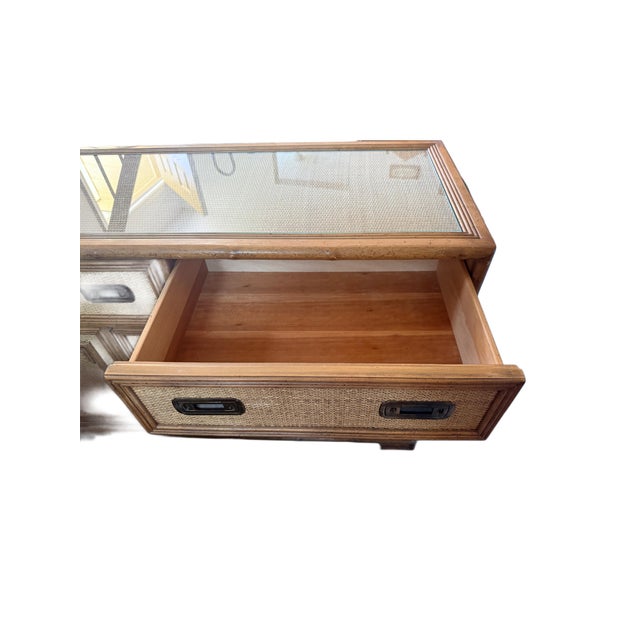 Drexel Vintage Drexel Woven Cane Bamboo Rattan Cabinet Credenza Buffet For Sale - Image 4 of 16