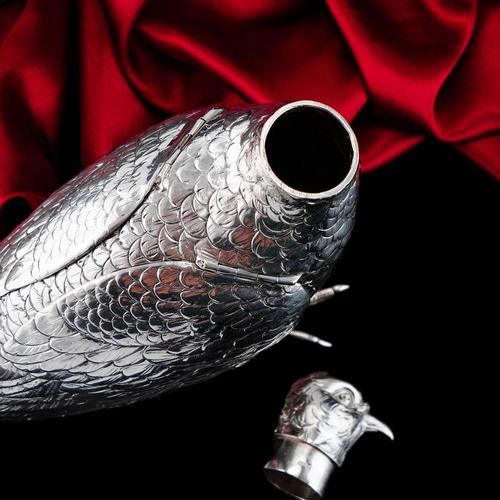 Large Antique Edwardian Silver Partridge Bird Box from Boaz Moses Landeck, 1910s For Sale - Image 9 of 18