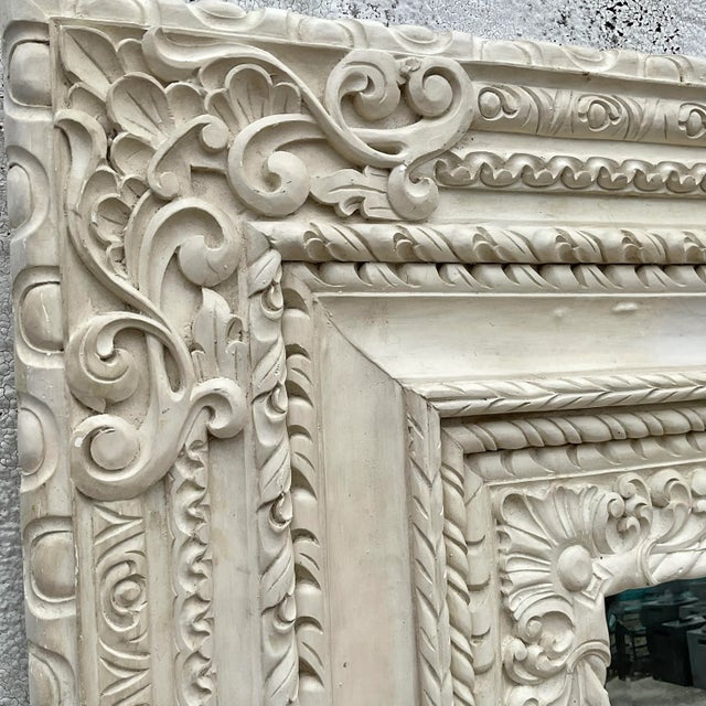 Late 20th Century Vintage Regency Monumental Hand Carved Floor Mirror For Sale - Image 5 of 11