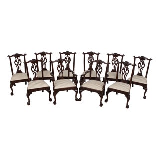 Set of 10 Henkel Harris Clawfoot Mahogany Dining Chairs For Sale