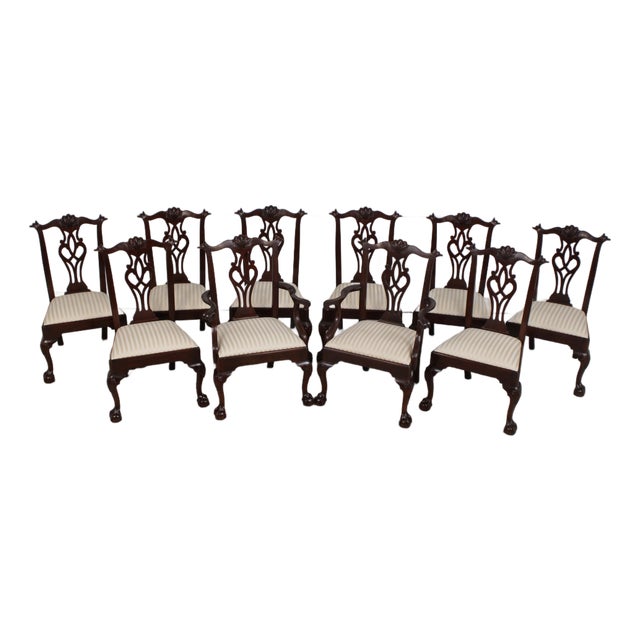 Set of 10 Henkel Harris Clawfoot Mahogany Dining Chairs For Sale