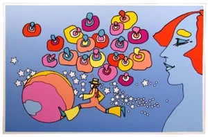 Peter Max "Cosmic Runner II" Signed Vintage Serigraph Art Print Artist Proof C. 1978