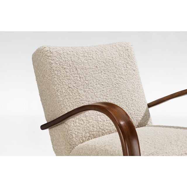 Art Deco Sheepskin H-269 Lounge Chair by Jindrich Halabala for Thonet, 1930s For Sale - Image 6 of 7
