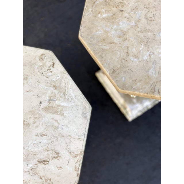 1960s Traditional Neoclassical Composite Marble Pedestal Tables - a Pair For Sale - Image 5 of 8