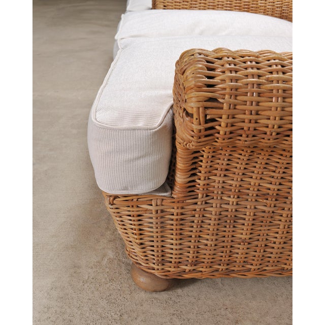 Organic Modern Woven Rattan Wicker Lounge Chair and Settee For Sale - Image 12 of 18