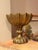 Rustic European Large Vintage Scalloped Ribbed Brass Pedestal Compote Bowl For Sale - Image 3 of 11