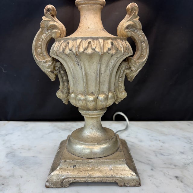 Antique Silver Urn Table Lamp With Elaborate Foliate Carving and ...