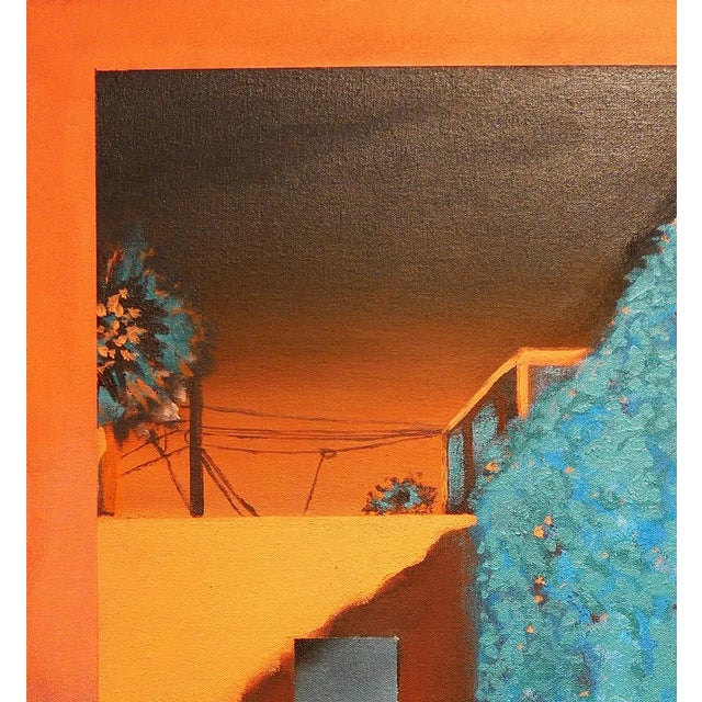 Contemporary 2022 "Lost in l.a." Orange and Blue Contemporary Abstract Landscape Painting by Nathan Sing For Sale - Image 3 of 13