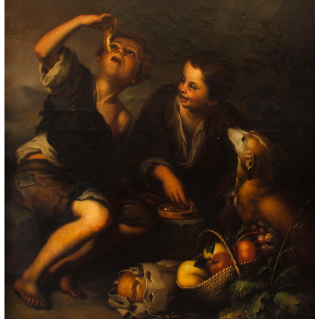 After Bartolome Esteban Murillo, Grape and Melon Eaters, Oil on Canvas, Framed For Sale - Image 3 of 15