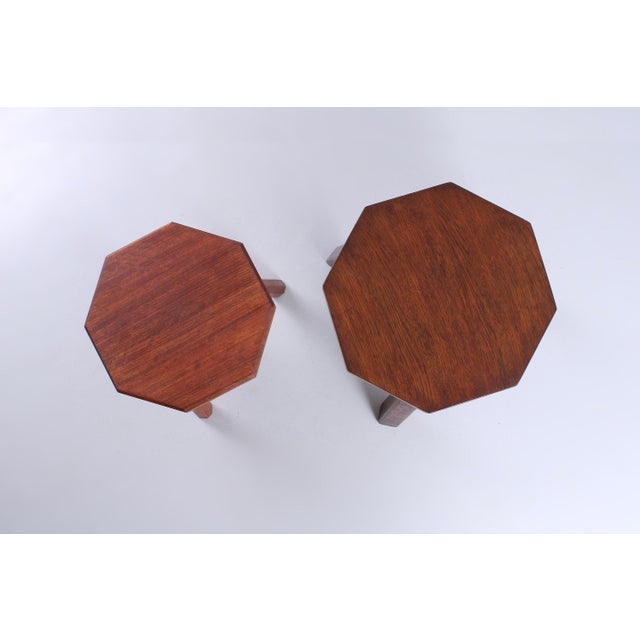 Brutalist Oak Hexagonal Side Tables by Charlotte Perriand, 1950s, Set of 2 For Sale - Image 9 of 14
