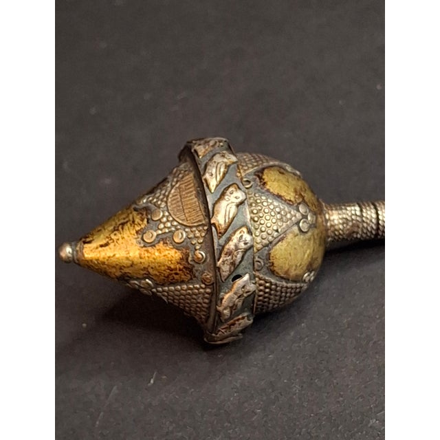 Antique Spinning Top Dreidel, Gilt Silver Filigree, Central Asian Decorative Toy For Sale - Image 11 of 14