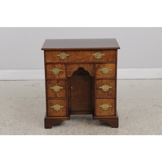 Age: Approx: 30 Years Old Details: George III Style Gorgeous Burl Walnut Adjustable Shelves Bracket Feet Dovetailed Drawer...