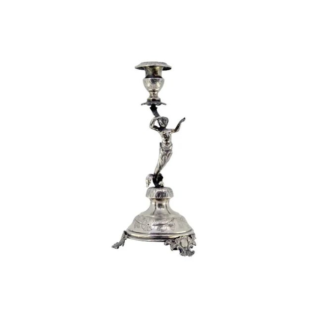 Silver Candlestick with Flower For Sale - Image 11 of 11