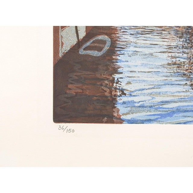 Rustic European Late 20th Century F. St. Clair Miller Canals of Venice Italy Etching For Sale - Image 3 of 5
