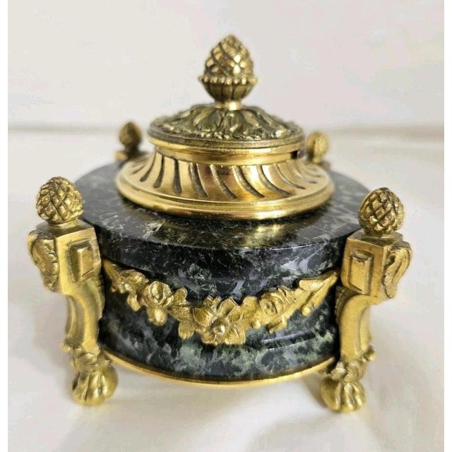 19th Century French Gilded Ormolu Inkwell Stand, 1880 For Sale - Image 9 of 18