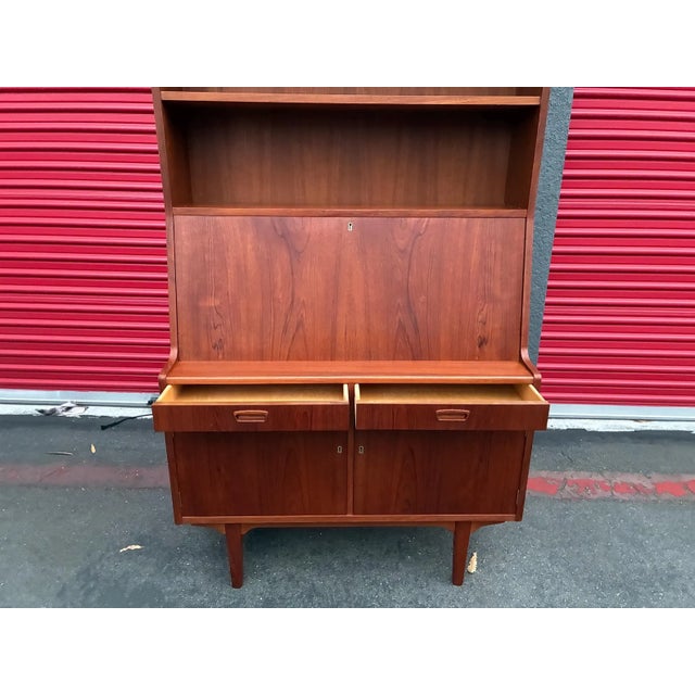 Mid-Century Modern Vintage Mid Century Danish Modern Teak Bookcase/Secretary Desk by Hp Hansen For Sale - Image 3 of 12